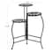 24" Black Metal Folding 3-Tier Plant Stand with Sun Face Cutouts